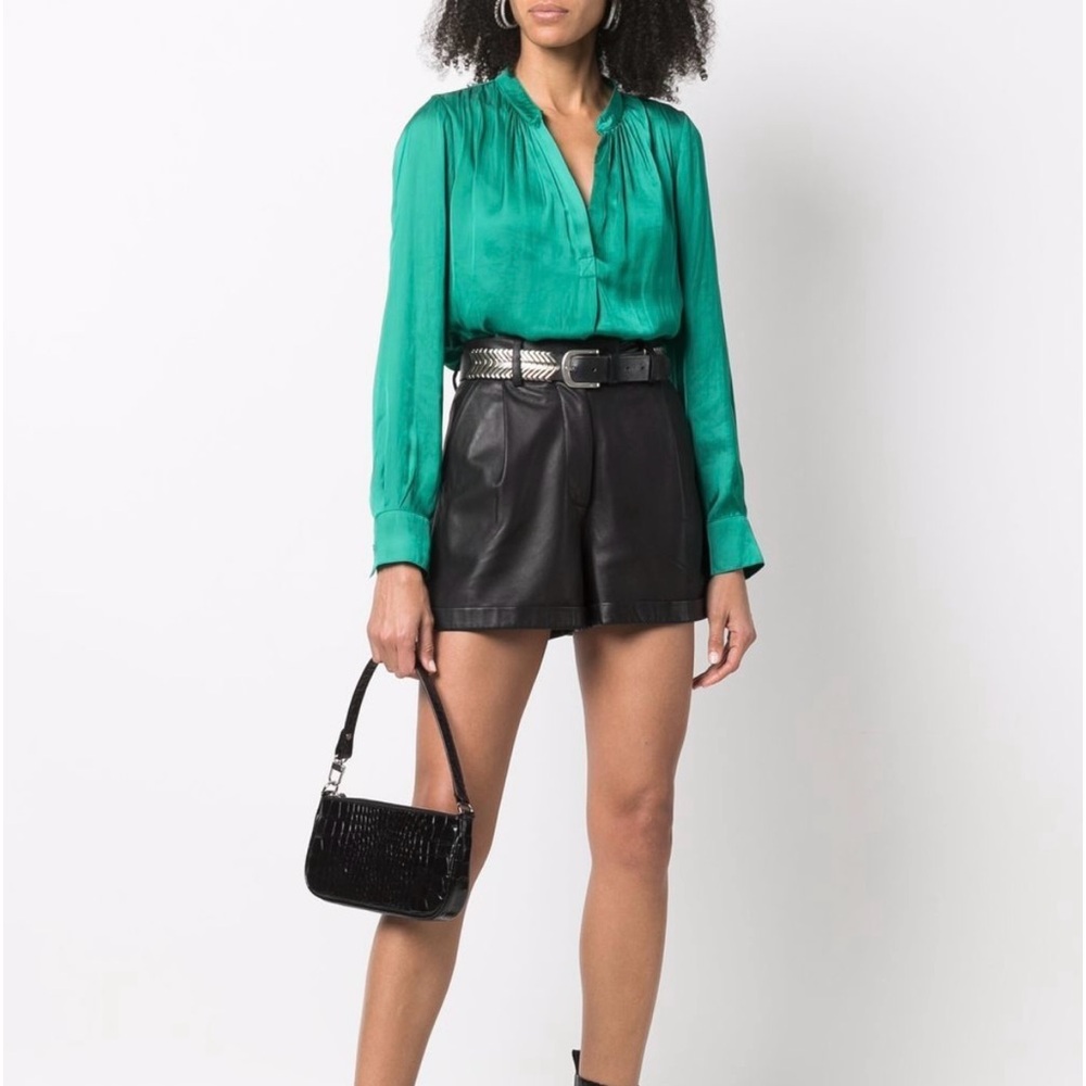 NEW WITH TAGS! Zadig & Voltaire Emerald Green Satin Blouse. Size Small